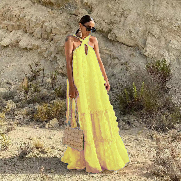 Damen Maxikleid mit raffinierten Volants und zarten floralen Applikationen Drune