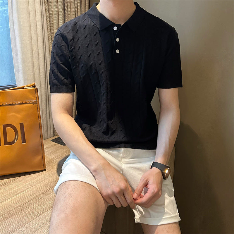 Herren Elegantes Strick-Polohemd mit Rippstruktur Drune