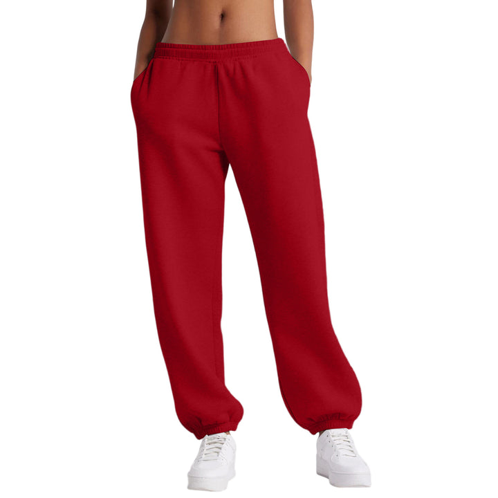 Damen nan schmale High‑Waist Sweat-Jogginghose mit hohem Komfortbund, verstellbarem Kordelzug und elastischen Knöchelbündchen Drune