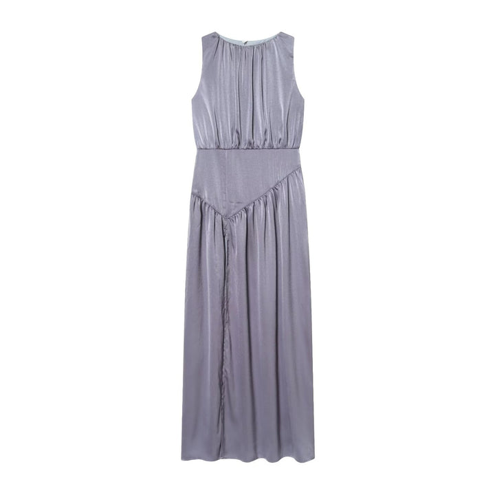 Damen elegantes Maxikleid mit fließendem Rock und raffiniertem Faltenwurf Drune