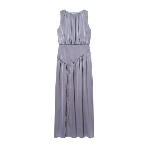 Damen elegantes Maxikleid mit fließendem Rock und raffiniertem Faltenwurf Drune