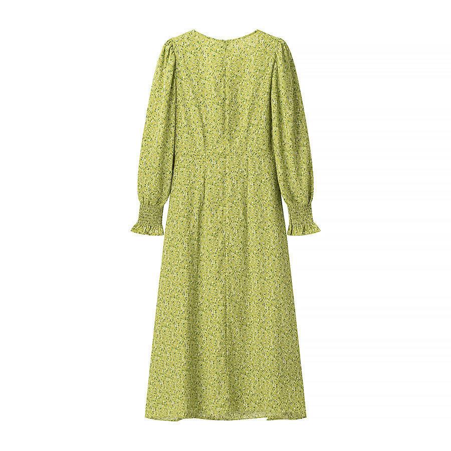 Damen Midikleid mit Herzausschnitt, gerafften Ballonärmeln und A‑Linien‑Silhouette Drune