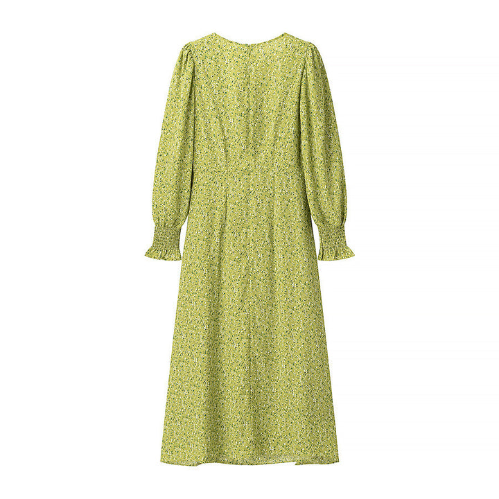 Damen Midikleid mit Herzausschnitt, gerafften Ballonärmeln und A‑Linien‑Silhouette Drune