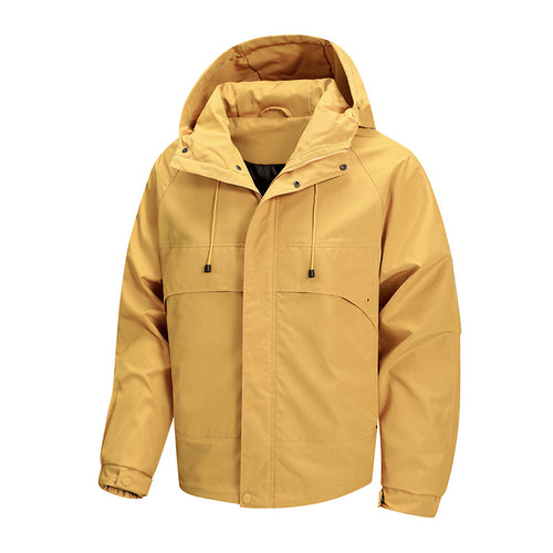 Herren urbaner Allwetter-Hybridblouson mit gesteppter Innenlage, verstellbarer Kapuze und verdeckten Reißverschlusstaschen Drune