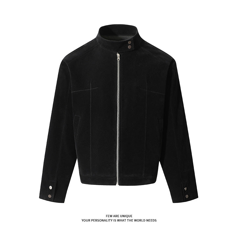 Herren Freizeitjacke aus weichem Kunstleder mit praktischem Kragen und Reißverschluss Drune