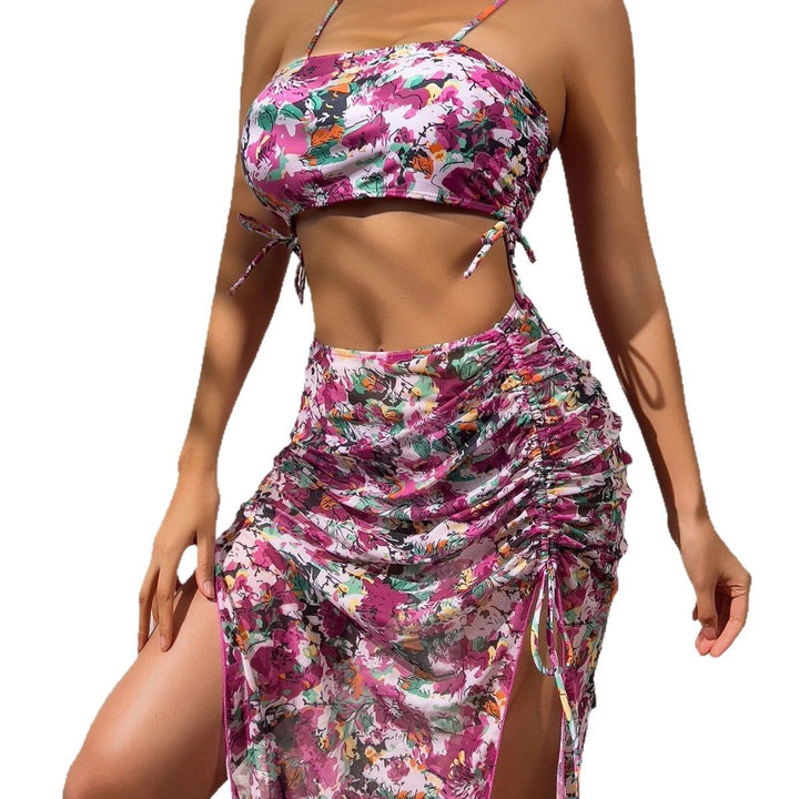 Damen Bikini-Set mit floralem Midirock Drune