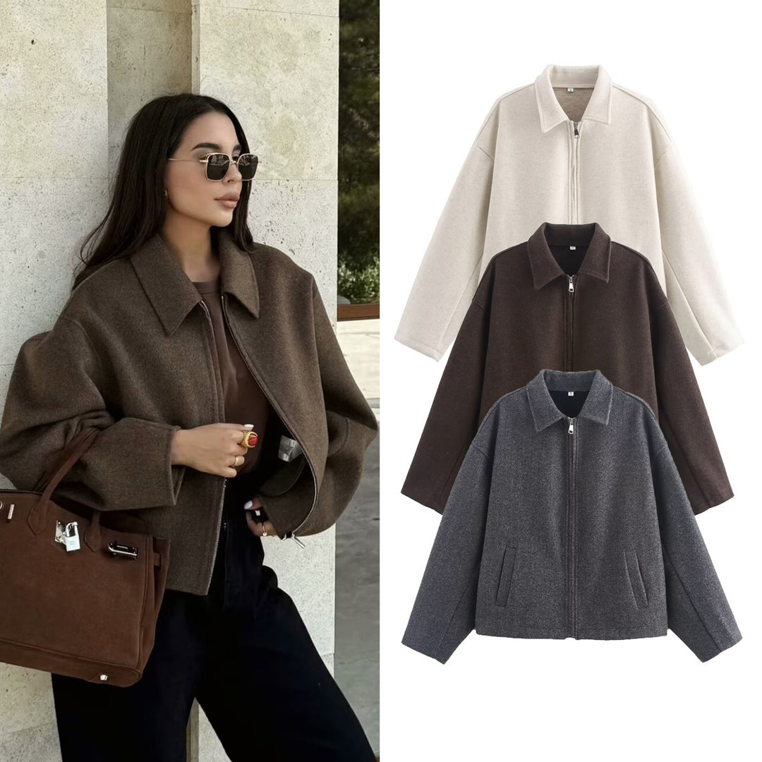 Damen lässige Oversized-Jacke aus weichem Material Drune