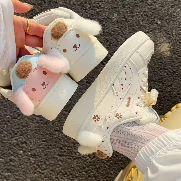 Damen Sneakers mit süßem Tierdesign und flauschigen Details Drune