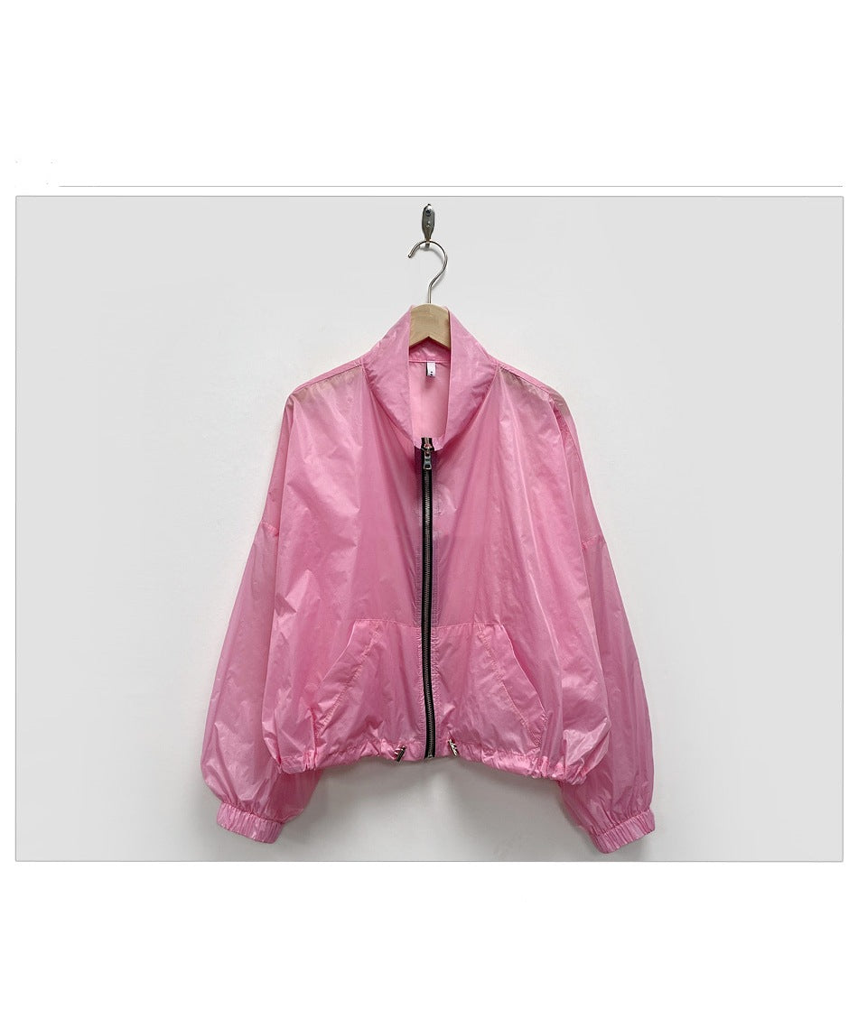 Damen transparente Windjacke mit Reißverschluss Drune