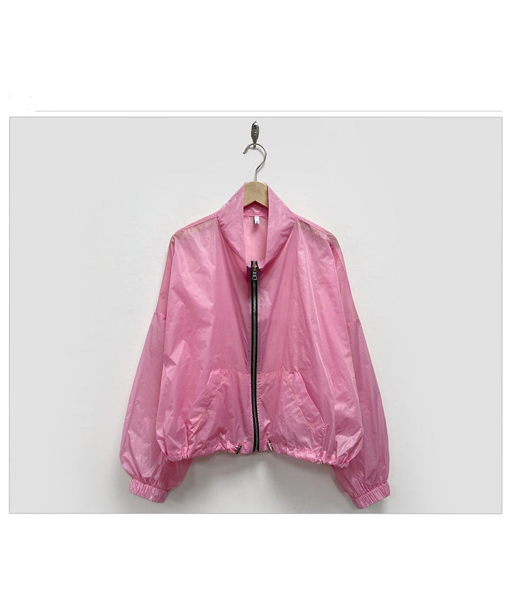 Damen transparente Windjacke mit Reißverschluss Drune