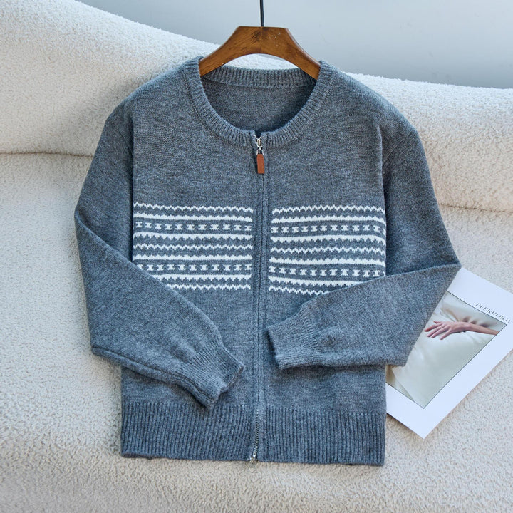 Damen Strickjacke mit Reißverschluss und Nordic-Muster Drune