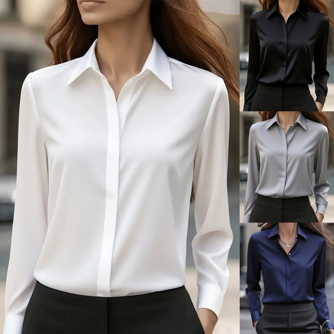 Damen Elegante satiniert Bluse Drune