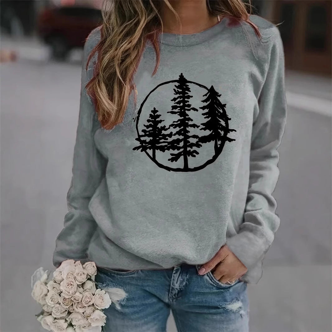 Damen Sweatshirt mit coolem Naturmotiv und lässigem Schnitt Drune