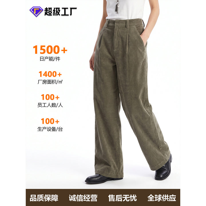 Damen Weite Cordhose mit hoher Taille Drune