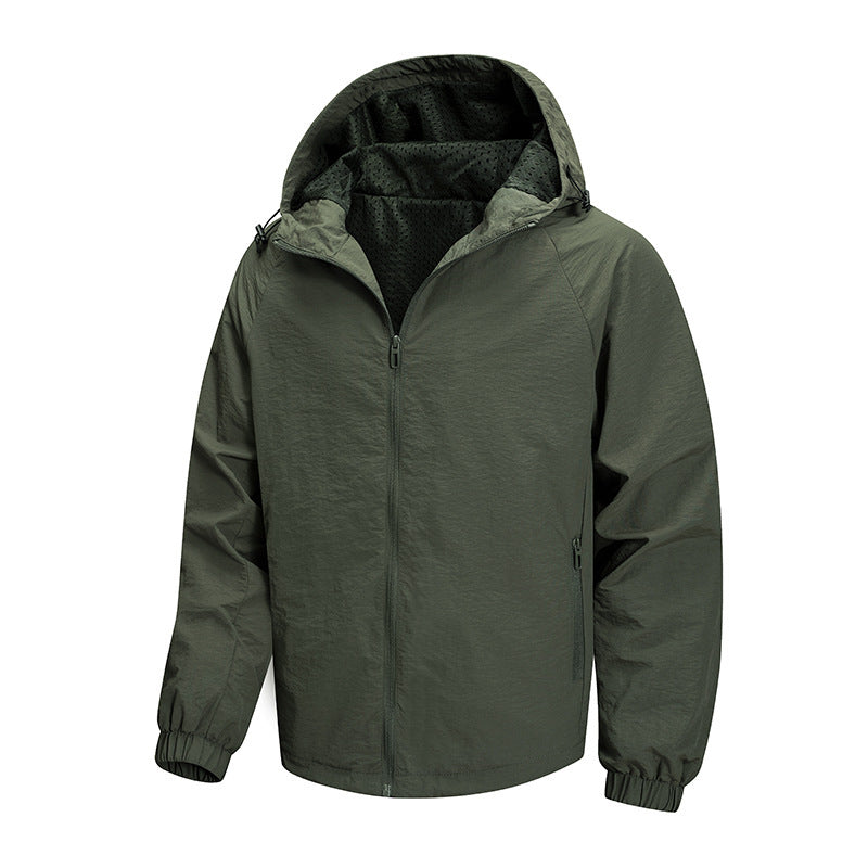 Herren Ultraleichte Packbare Kapuzenjacke mit atmungsaktivem Mesh‑Futter Drune