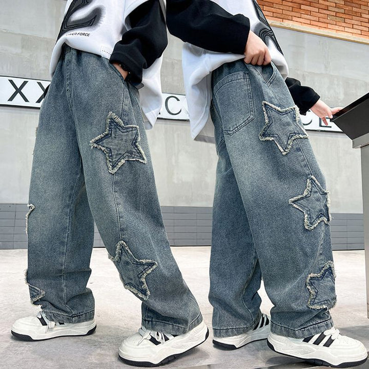 Damen Baggy-Jeans mit Sternenapplikationen Drune