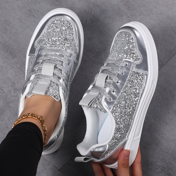 Damen nan Glitzer-Freizeitsneaker mit Metallic-Details, gepolstertem Einstieg und rutschfester Gummisohle Drune