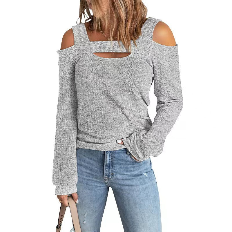 Damen lässiges Langarmshirt mit Cut-Out-Design Drune