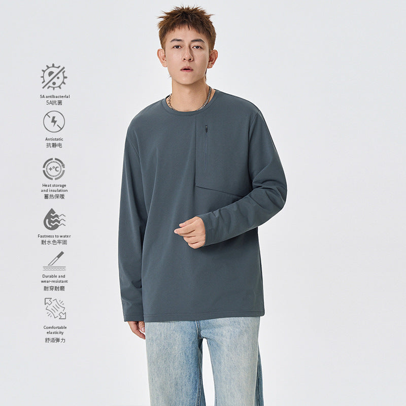 Herren Atmungsaktives Performance-Langarmshirt mit Brustreißverschlusstasche und ergonomischen Nähten Drune