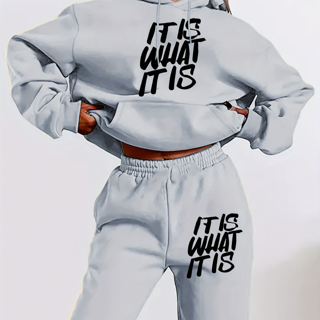 Damen Jogginganzug mit stylischem Statement-Print und lässigem Schnitt Drune