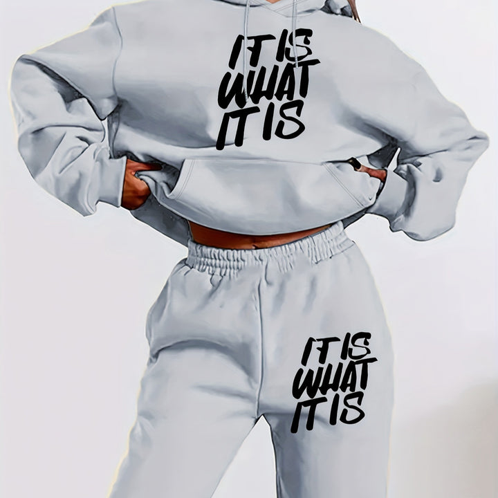 Damen Jogginganzug mit stylischem Statement-Print und lässigem Schnitt Drune