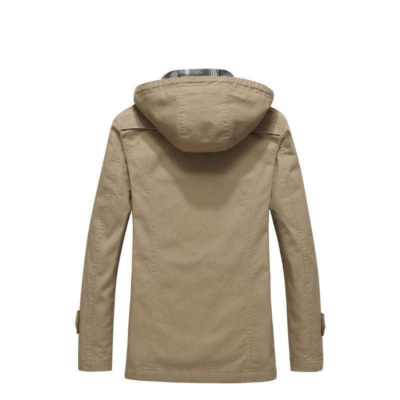 Herren Übergangs-Canvasparka mit gesteppter Karofutter-Innenlage und Mehrfachtaschen Drune