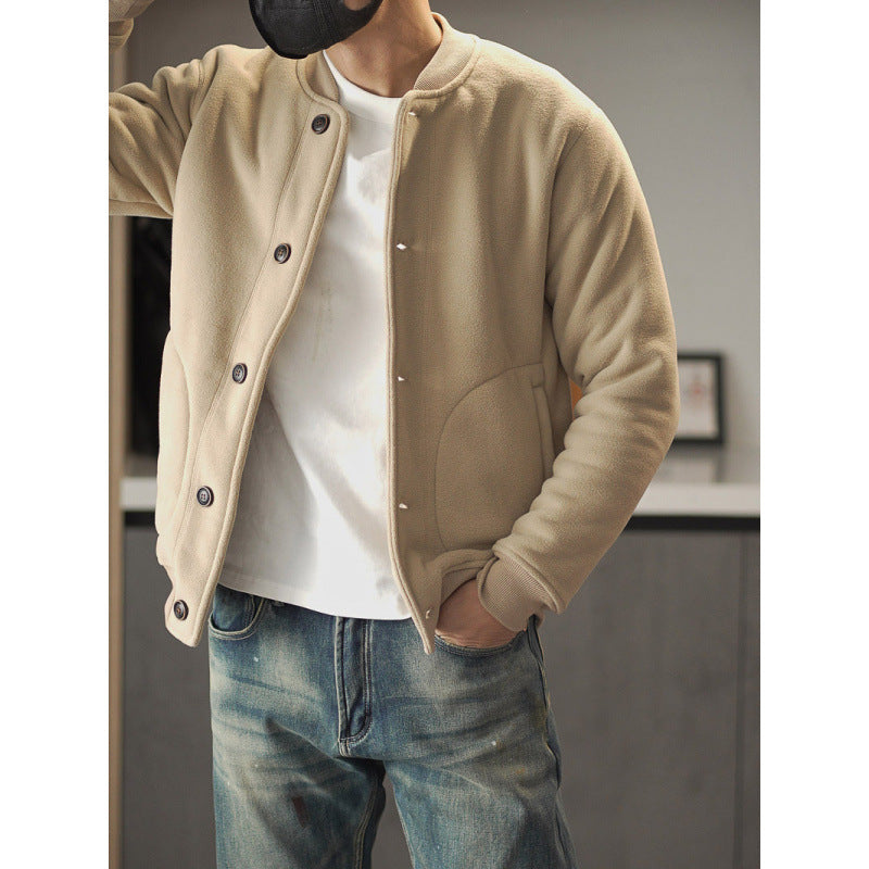 Herren Bequeme Fleecejacke mit Knöpfen Drune