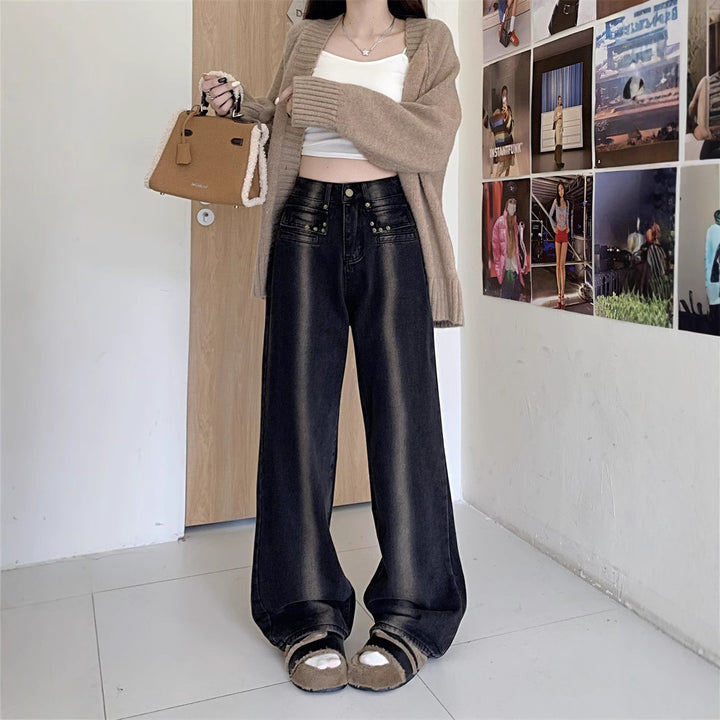 Damen Weit geschnittene Jeans mit detailreicher Knopfgestaltung Drune