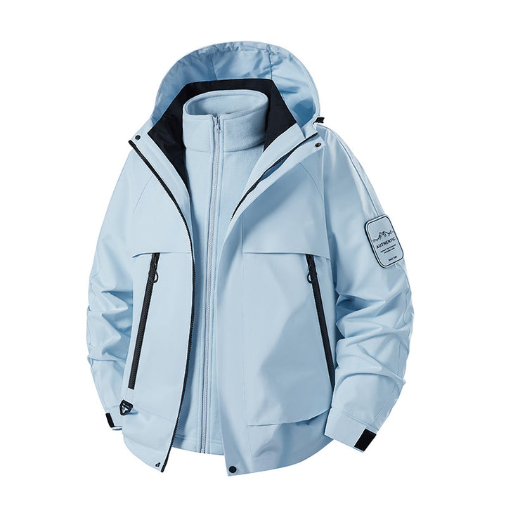 Herren multifunktionale Wasserfeste Softshell-Regenjacke mit abnehmbarer Fleece-Innenjacke Drune