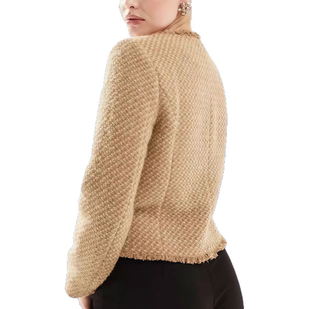Damen Elegante kurze Jacke mit strukturiertem Design und goldenen Knöpfen Drune