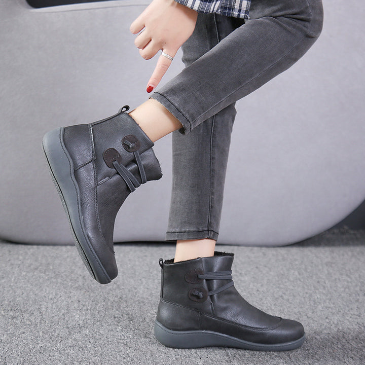 Damen modische Winterstiefeletten mit modernem Schnürdesign und rutschfester Sohle Drune