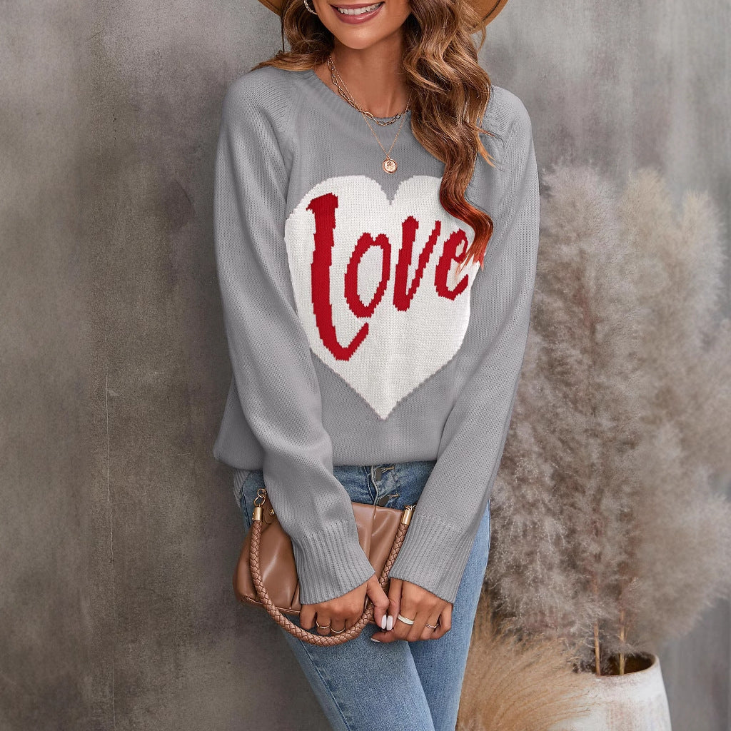 Damen Strickpullover mit Herz-Design Drune