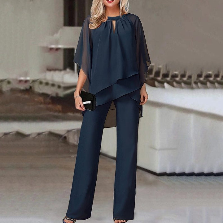 Damen Elegantes Geschichtetes Chiffon Tunika Set Drune
