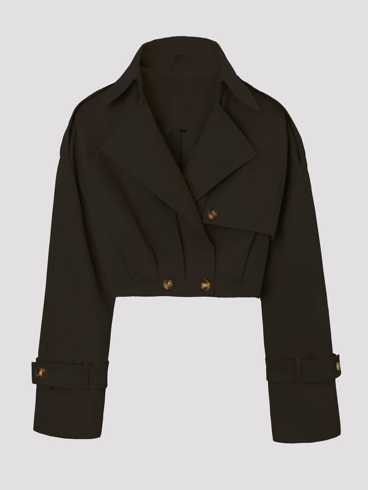 Damen Modische Cropped Trenchcoatjacke Drune
