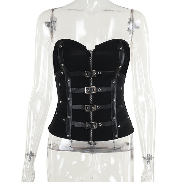Damen figurbetonte Bluse mit Rüschendetails und Schnürung Drune