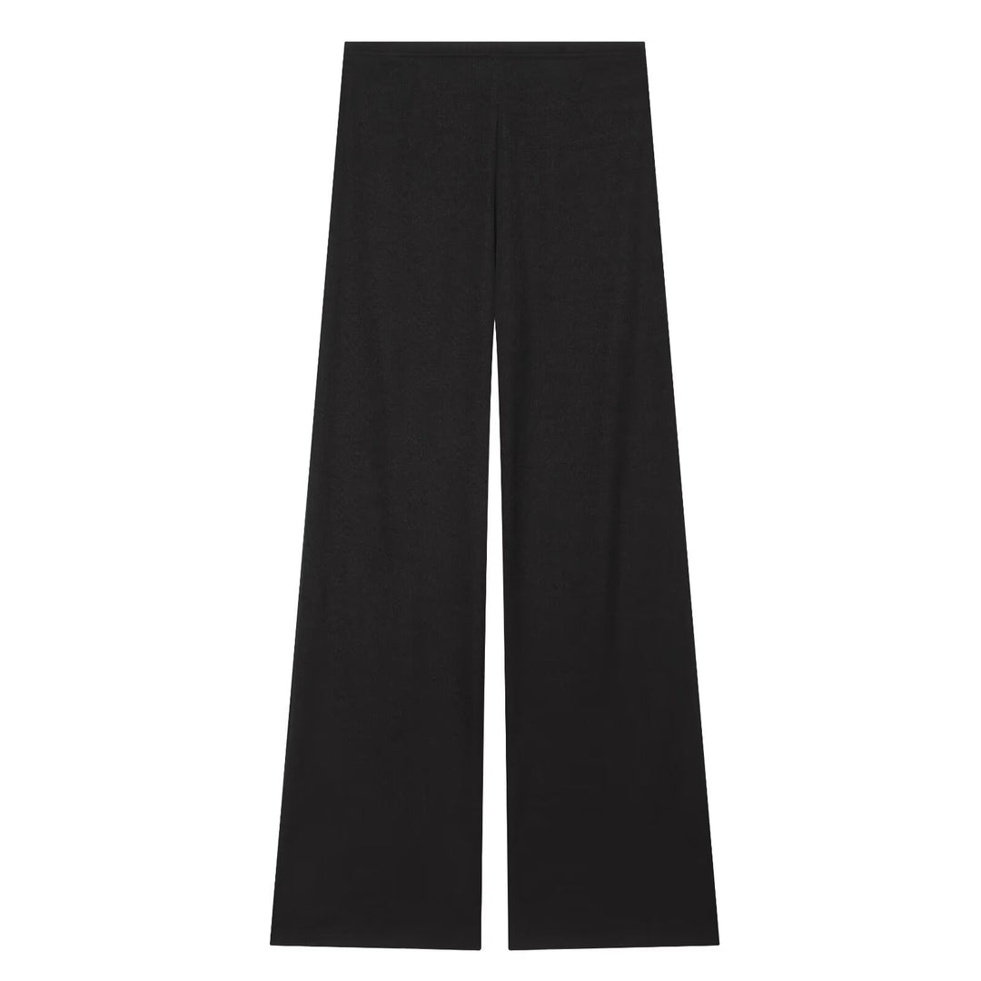 Damen Weite Strickhose mit hoher Taille und ausgestelltem Bein Drune
