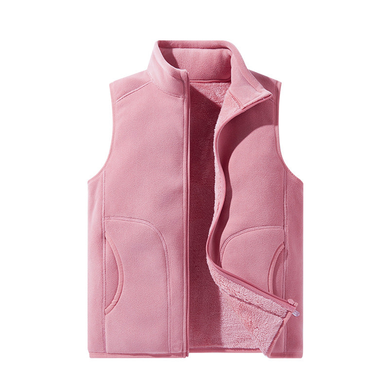 Damen leichte Microfleece-Weste mit durchgehendem Reißverschluss, hohem Stehkragen und weicher Teddyinnenlage Drune