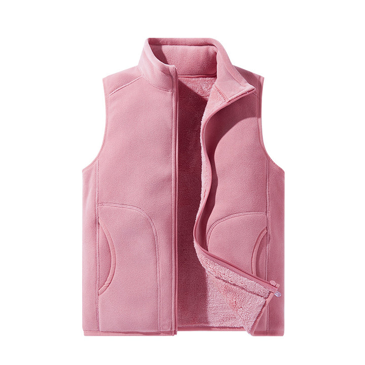 Damen leichte Microfleece-Weste mit durchgehendem Reißverschluss, hohem Stehkragen und weicher Teddyinnenlage Drune