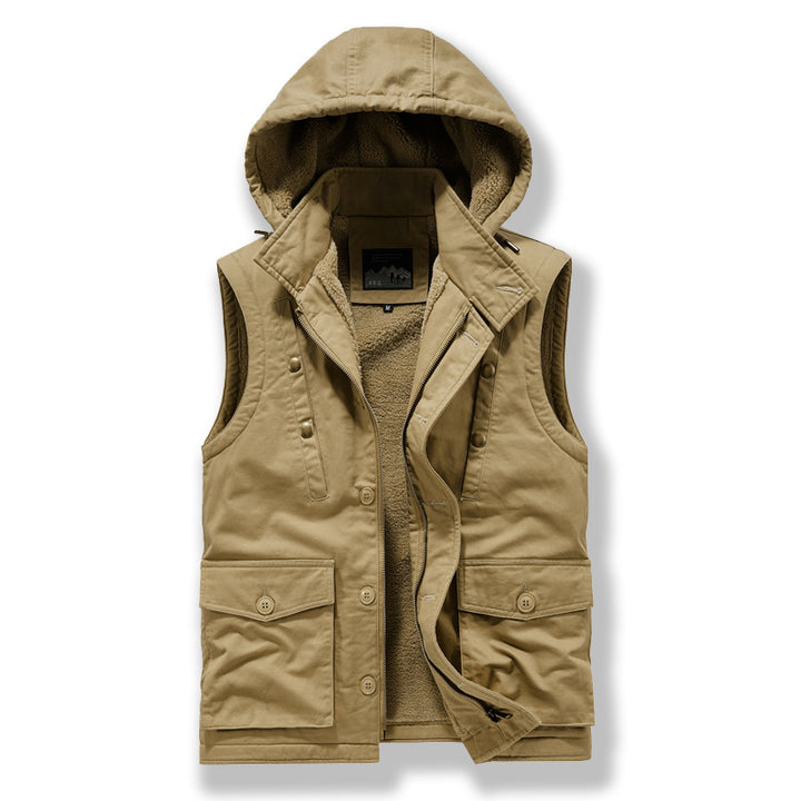 Herren wattierte Utility-Weste mit Teddyfutter und Kapuze Drune