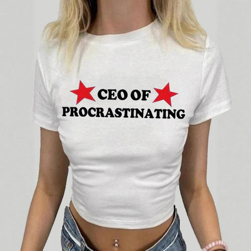 Damen T-Shirt mit kreativem Statement-Druck Drune