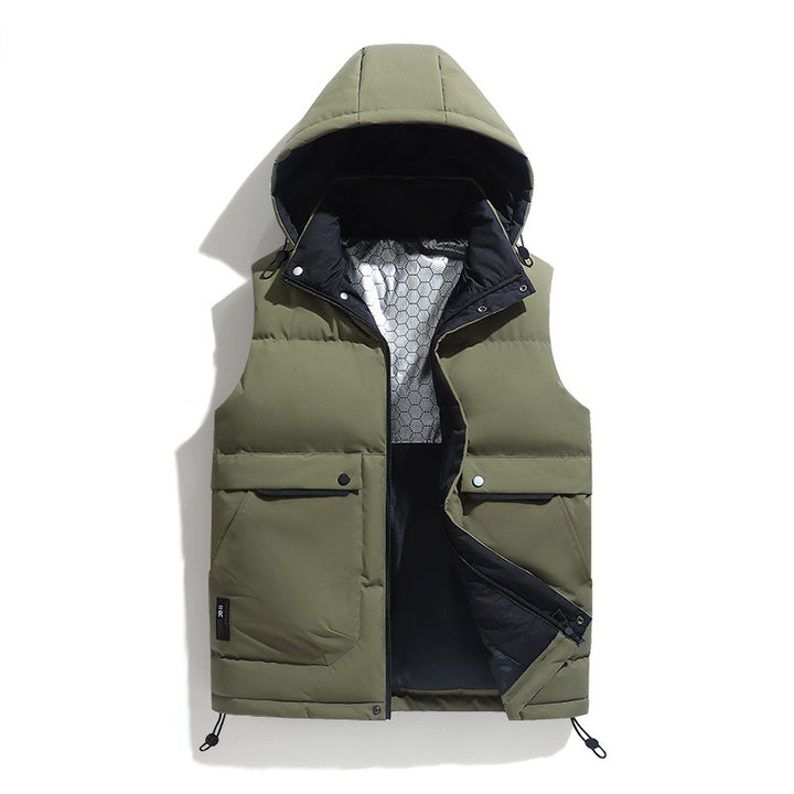 Herren Leichte Pufferweste mit abnehmbarer Kapuze, Thermoisolierung & Utility-Taschen Drune