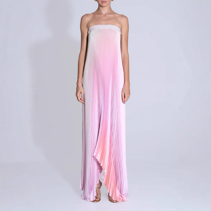 Damen Maxi-Kleid mit kunstvollem Plissee-Design und floralem Druck Drune