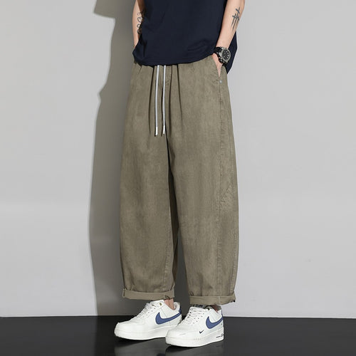 Herren Weite Baggy-Freizeithose mit Tunnelzugbund & Kordelzug Drune
