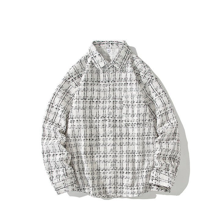Herren Strukturierte Bouclé-Hemdjacke mit Karo-Jacquard und legerer Passform Drune