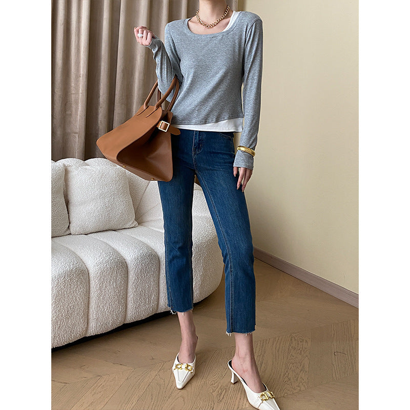 Damen modisches Langarmshirt mit modernem Schnitt Drune