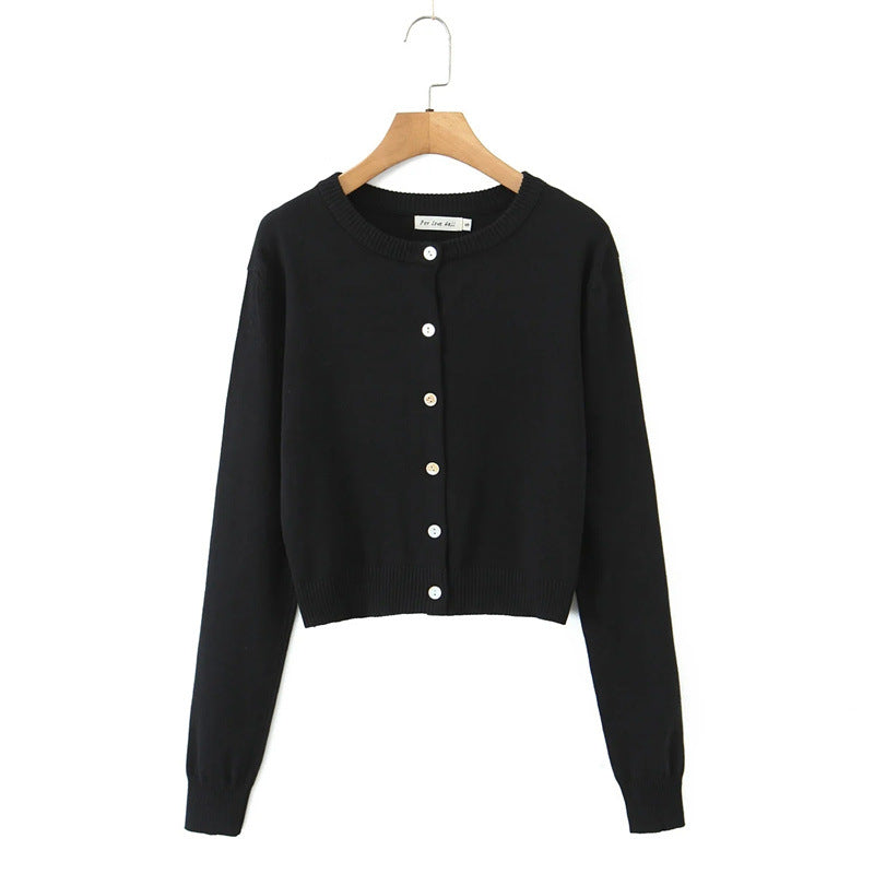 Damen langlebige Strickjacke mit Knopfverschluss und Rundhalsausschnitt Drune