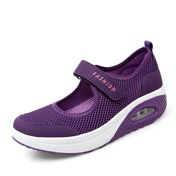 Damen Sportliche Mary-Jane Wedgesneaker mit Luftpolster und atmungsaktivem Mesh Drune