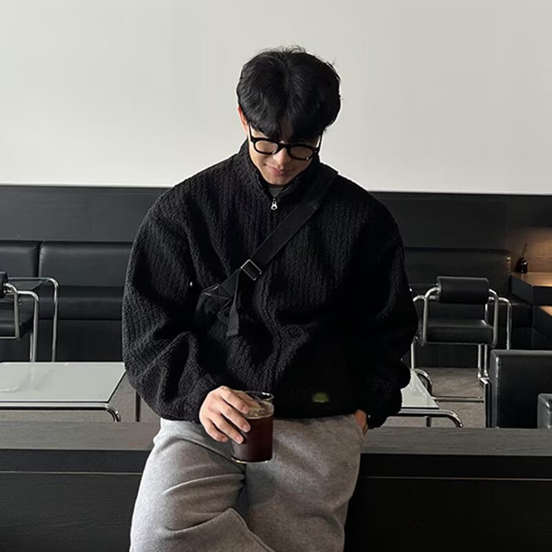 Herren Modische Oversized Jacke mit Stehkragen Drune