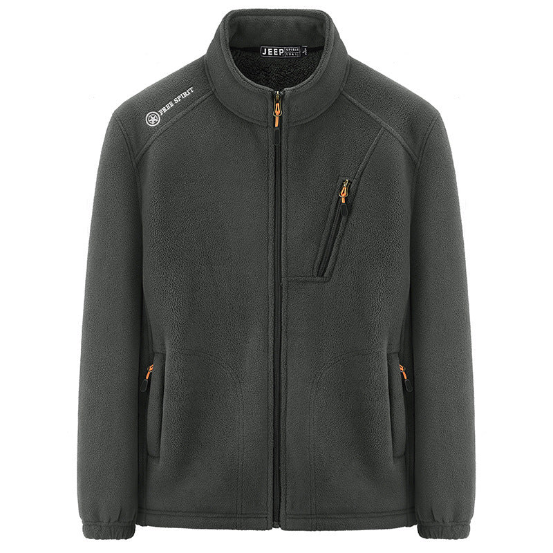 Herren Thermo‑Fleecejacke mit Sherpa‑Innenfutter, Stehkragen und Reißverschlusstaschen Drune