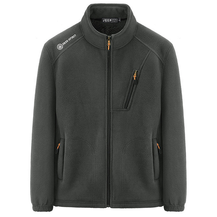 Herren Thermo‑Fleecejacke mit Sherpa‑Innenfutter, Stehkragen und Reißverschlusstaschen Drune